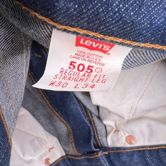 Levi’s Vintage USA Made Orange Tab 505 Straight Jeans 30x34 - Picture 9 of 13
